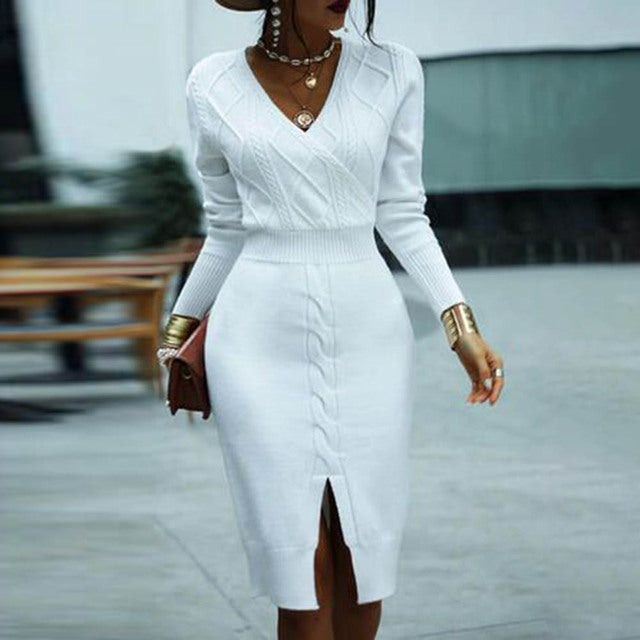 white dress knitted